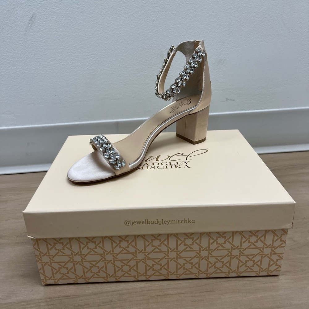 Champagne Badgley Mischka open toed heels